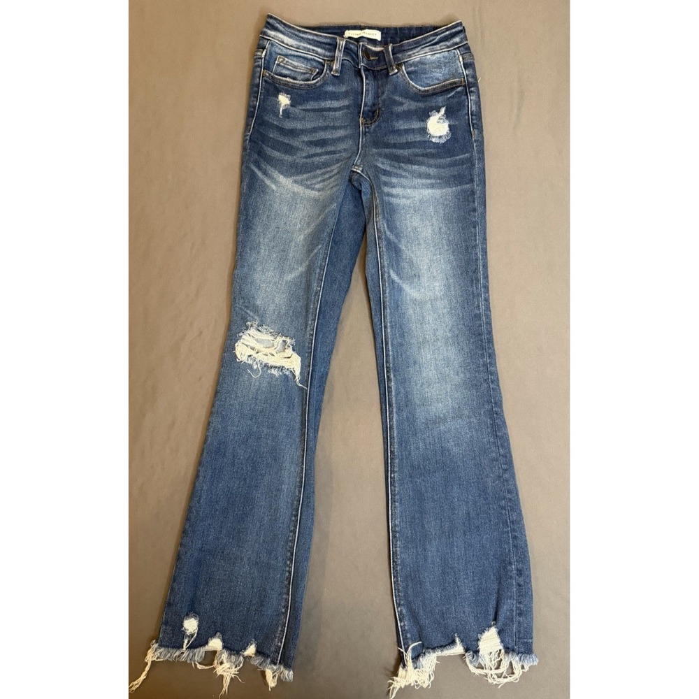 Flying Monkey Jeans Women's Size 24 High Rise Distressed Bootcut Stretch Raw Hem